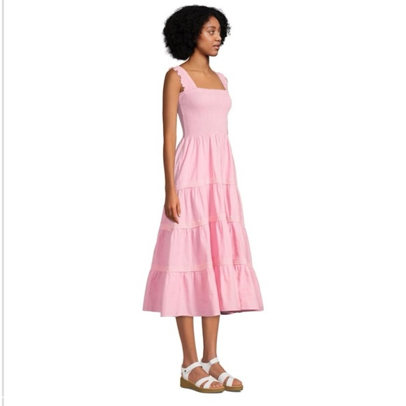 NWOT - Lands' End Women's Chambray - Smocked Midi Dress with Ruffle Straps - Picture 6 of 7